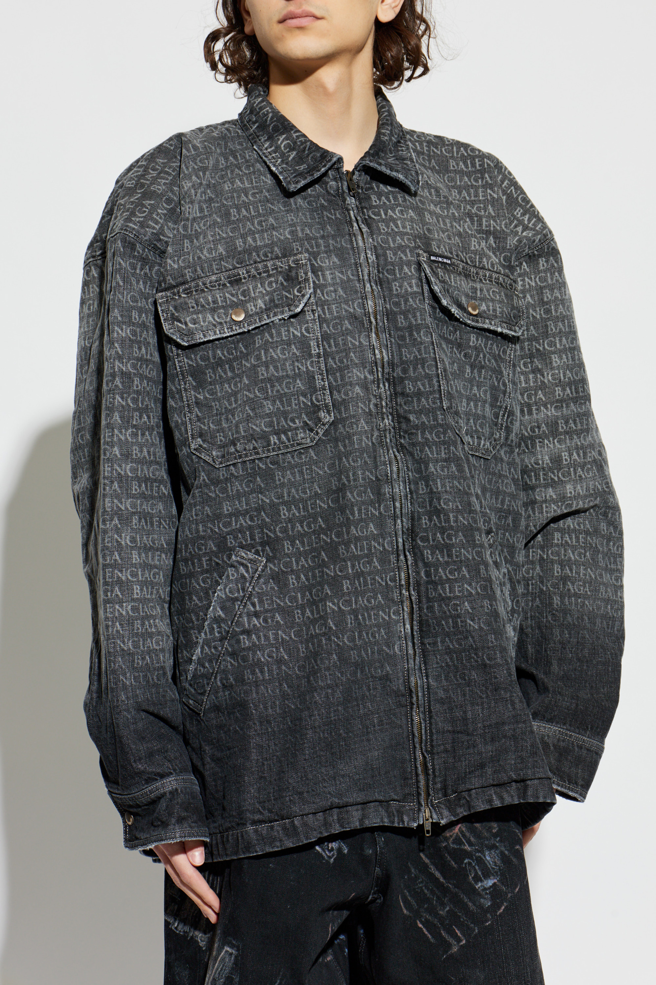 Grey Denim jacket with monogram Balenciaga - Vitkac Slovakia